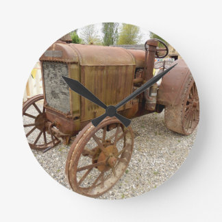 Rusty vintage tractor round clock