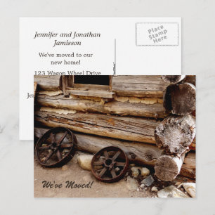 Rusty Wagon Wheels New Address Announcement Postcard