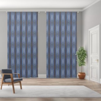 Rusty Waters, Modern Blue, Brown Vertical Stripes