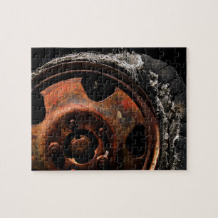 Rusty Wheel Torn Tire Macro Photograph Jigsaw Puzzle