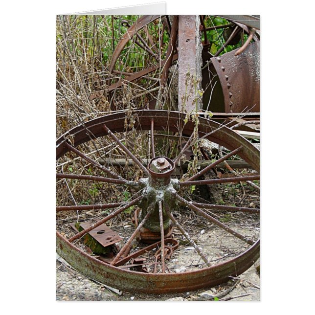 Rusty Wheels in a Junk Pile Cards (Front)