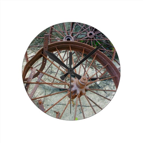 Rusty Wheels Round Wallclock