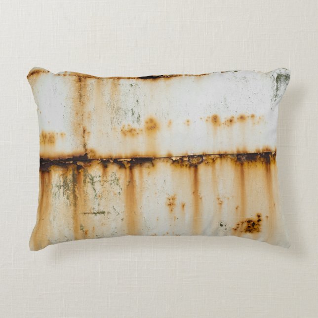 Rusty White Metal: Textured Surface Accent Pillow (Front)