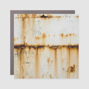 Rusty White Metal: Textured Surface Car Magnet