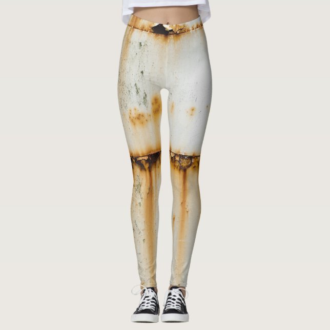 Rusty White Metal: Textured Surface Leggings (Front)