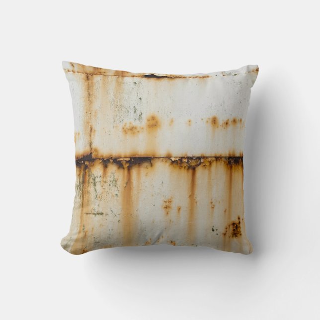 Rusty White Metal: Textured Surface Throw Pillow (Front)