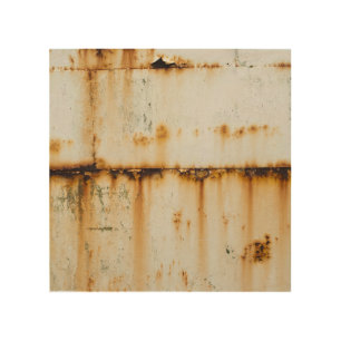Rusty White Metal: Textured Surface Wood Wall Art