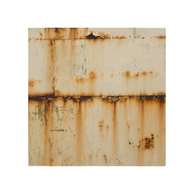 Rusty White Metal: Textured Surface Wood Wall Art (Front)