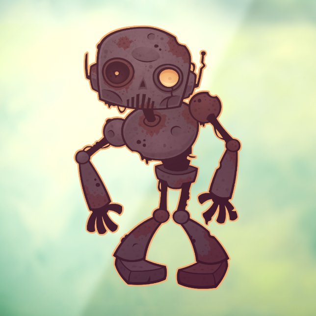 Rusty Zombie Robot Window Cling (Sheet 3)