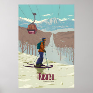 Rusutsu Japan Ski Resort Travel Poster