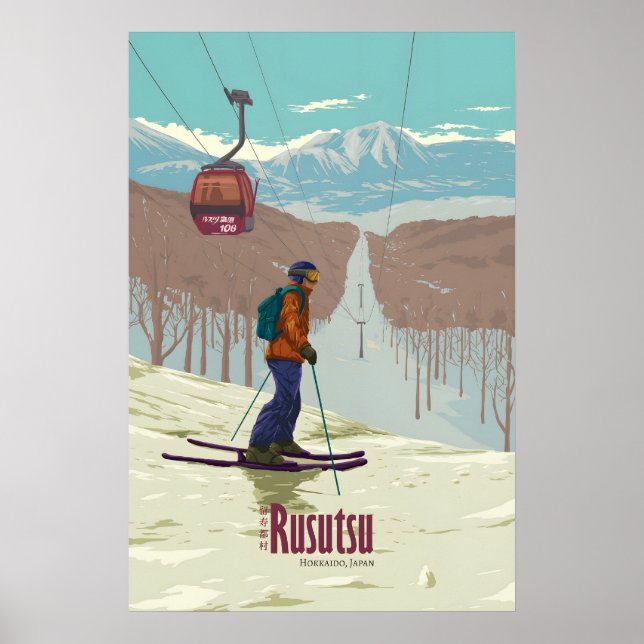 Rusutsu Japan Ski Resort Travel Poster (Front)
