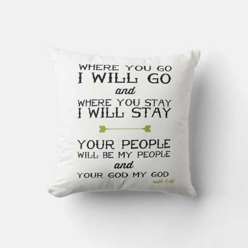 Ruth 116  Inspirational Bible Verse Throw Pillow