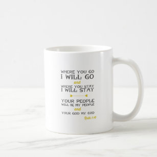 Ruth 1:16   Inspirational Bible Verse   Yellow Coffee Mug