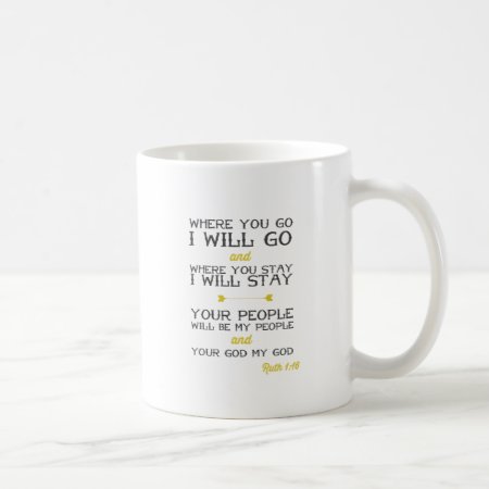 Ruth 1:16 | Inspirational Bible Verse | Yellow Coffee Mug