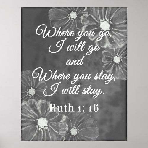 Ruth 116 Where You Go I will Go Chalkboard Bible Poster