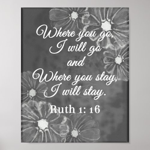 Ruth 116 Where You Go I will Go Chalkboard Bible  Poster