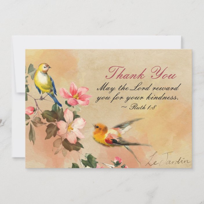 Ruth 1 8 May The Lord Reward You For You Kindness Thank You Card