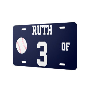 Ruth 3 OF Template Baseball Novelty License Plate
