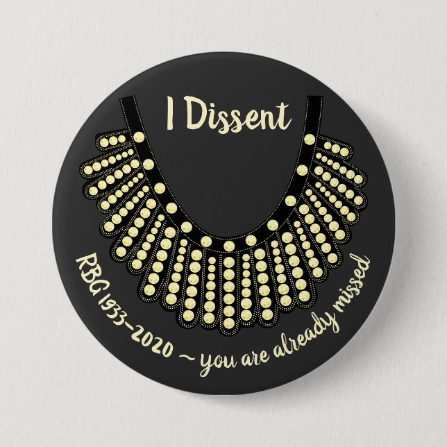Ruth Bader Ginsberg I Dissent Button (Front)