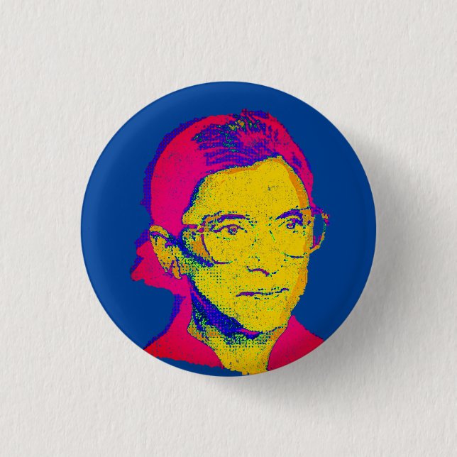Ruth Bader Ginsburg 1983, Pop Art Portrait Button (Front)