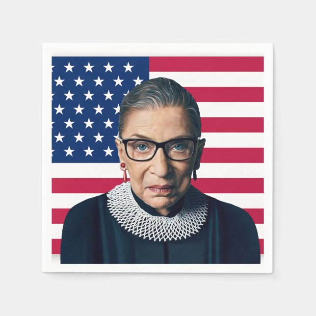 Ruth Bader Ginsburg and USA Flag Napkins (Front)