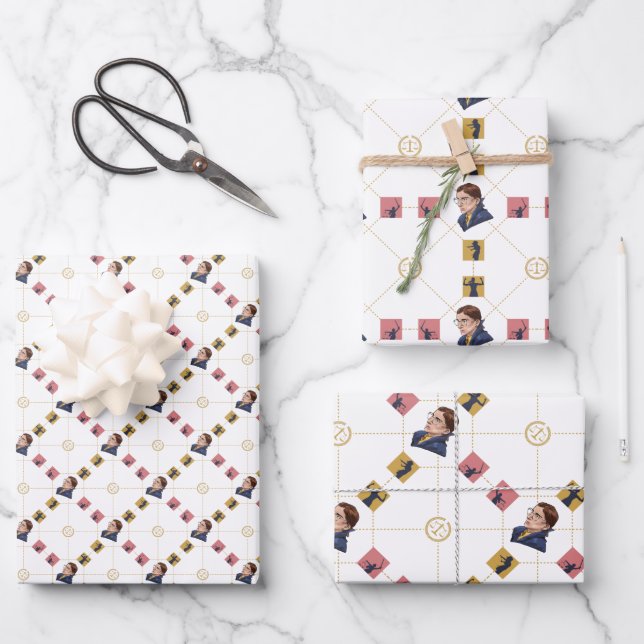Ruth Bader Ginsburg - Artistic Lawyer Pattern Wrapping Paper Sheets (Front)