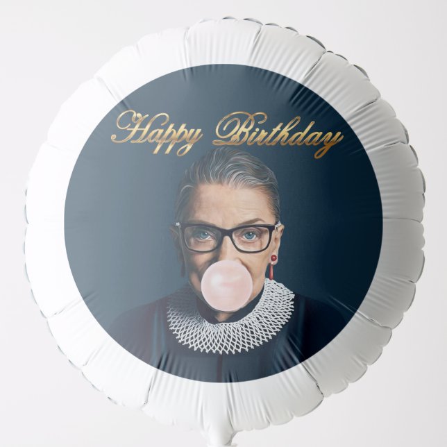 Ruth Bader Ginsburg Blowing Pink Bubble gum Balloon (Front)