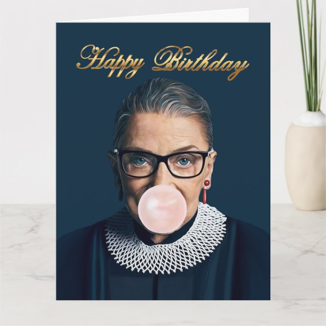 Ruth Bader Ginsburg Blowing Pink Bubble gum Card (Front)