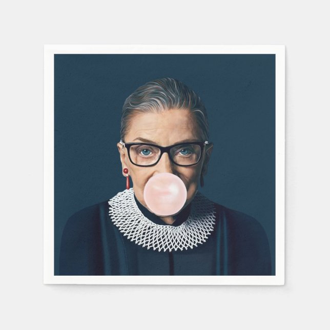 Ruth Bader Ginsburg Blowing Pink Bubble gum Napkins (Front)