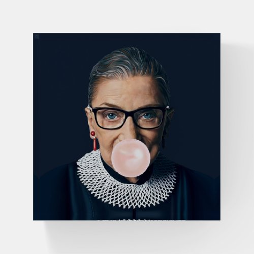 Ruth Bader Ginsburg Blowing Pink Bubble gum   Paperweight