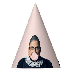 Ruth Bader Ginsburg Blowing Pink Bubble gum   Party Hat
