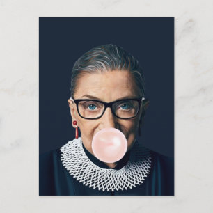 Ruth Bader Ginsburg Blowing Pink Bubble gum Postcard