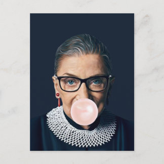 Ruth Bader Ginsburg Blowing Pink Bubble gum Postcard