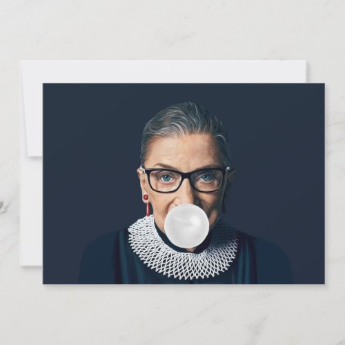 Ruth Bader Ginsburg Blowing White Bubble gum   Invitation
