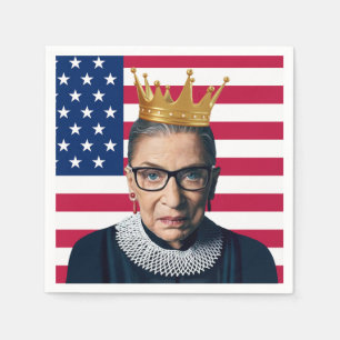 Ruth Bader Ginsburg Crown and USA Flag Napkins