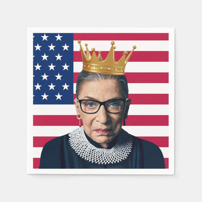 Ruth Bader Ginsburg Crown and USA Flag Napkins (Front)