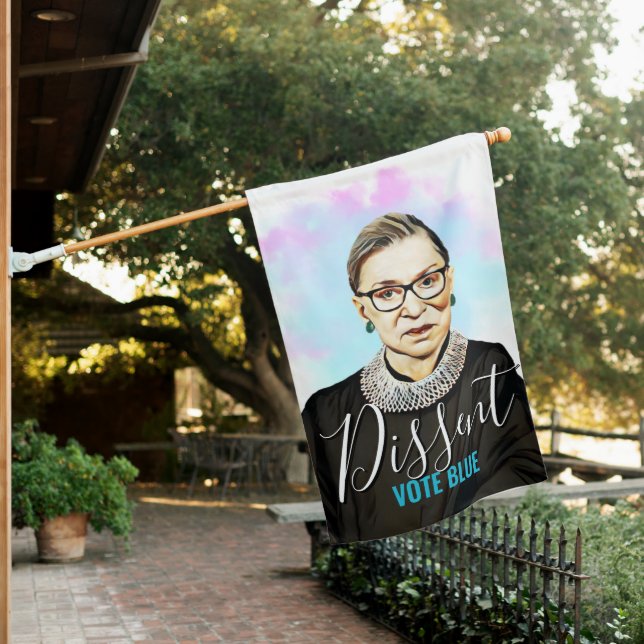 Ruth Bader Ginsburg Dissent Vote Blue 2020 House Flag (In SItu)