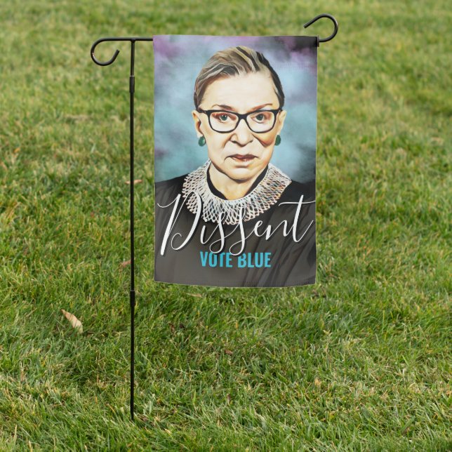Ruth Bader Ginsburg Dissent Vote Blue Garden Flag (In SItu)