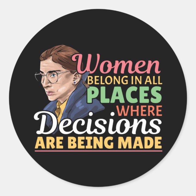 Ruth Bader Ginsburg Feminist Lawyer Judge Classic Round Sticker (Front)