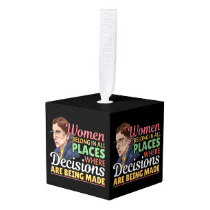 Ruth Bader Ginsburg Feminist Lawyer Judge Cube Ornament