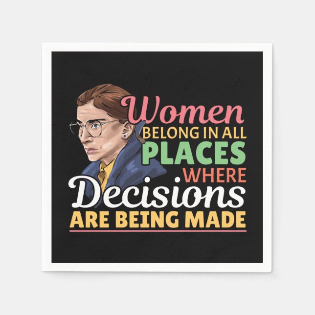 Ruth Bader Ginsburg Feminist Lawyer Judge Napkins (Front)