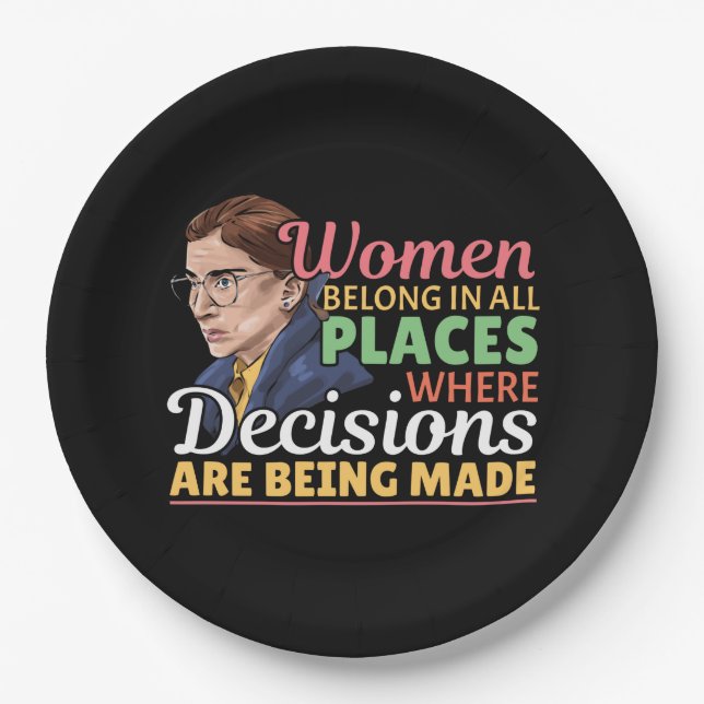 Ruth Bader Ginsburg Feminist Lawyer Judge Paper Plates (Front)