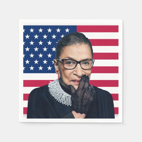 Ruth Bader Ginsburg Glove and USA Flag Napkins