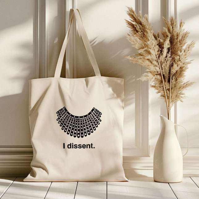 Ruth Bader Ginsburg I Dissent RBG Collar Tote Bag (Ruth Bader Ginsburg I Dissent illustrated tote bag.)