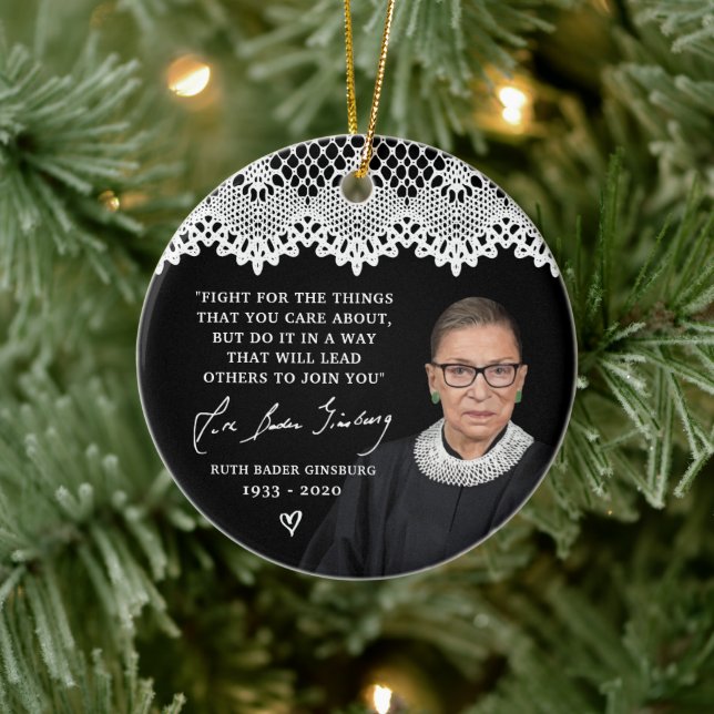 Ruth Bader Ginsburg Lace Collar RBG Christmas Tree Ceramic Ornament (Tree)