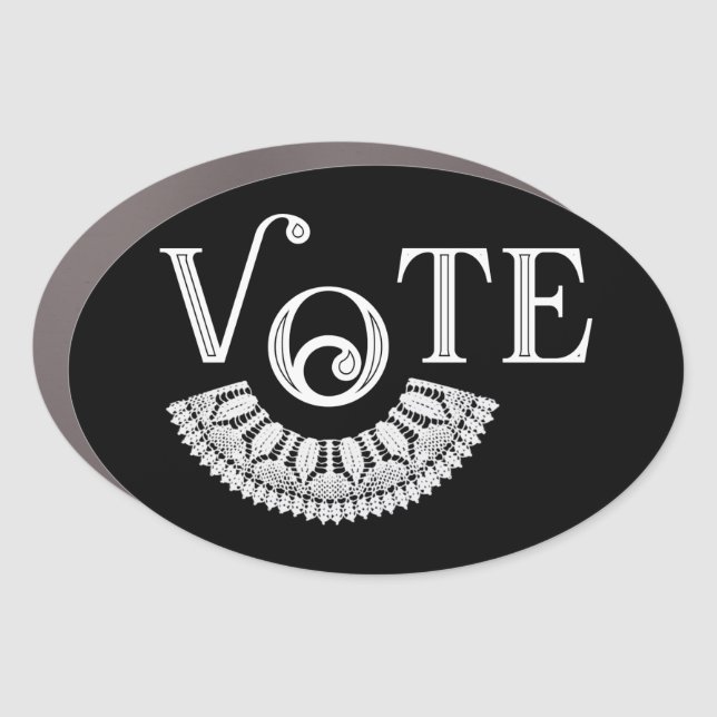 Ruth Bader Ginsburg Lace Collar Vote Car Magnet (Front)
