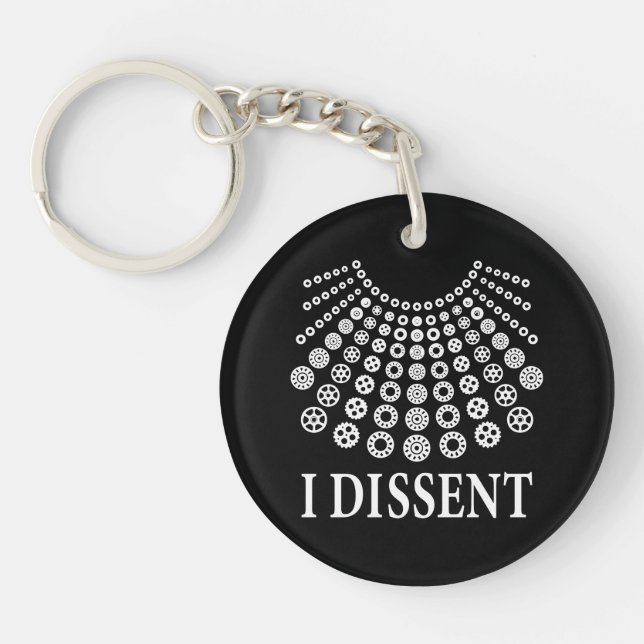 Ruth Bader Ginsburg, Law Student Gift, I dissent Keychain (Front)