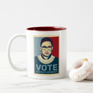 Ruth Bader Ginsburg Modern Pop-Art Vote Two-Tone Coffee Mug
