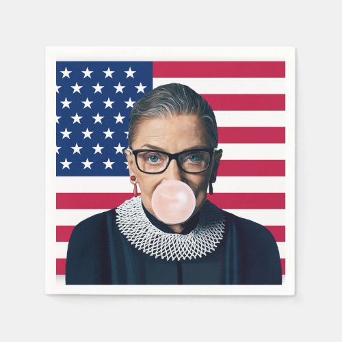 Ruth Bader Ginsburg Pink Bubble gum USA Flag Napkins