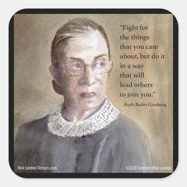 Ruth Bader Ginsburg & Quote Square Sticker (Front)